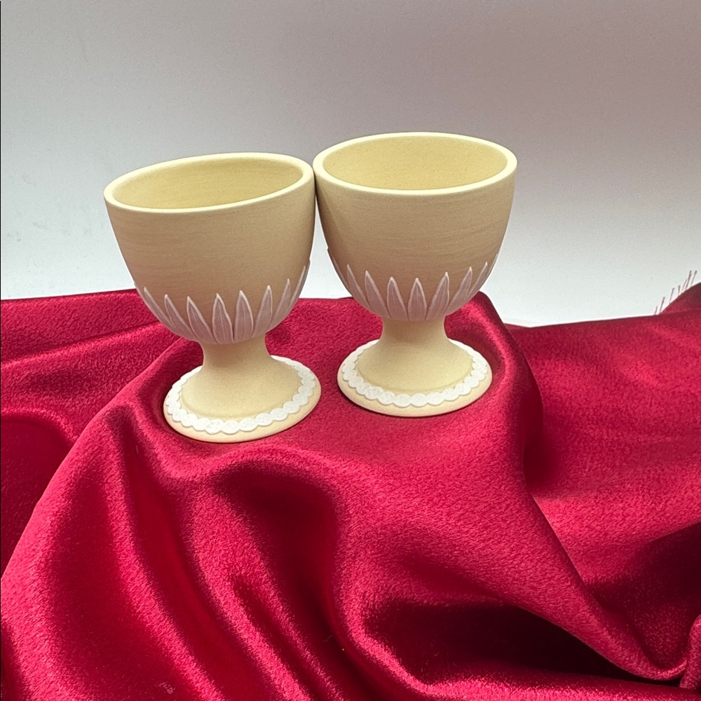Elegant Cream Egg Cups with White Detailing
